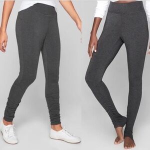 Athleta Gray Restore Slim Ruched Leg High Rise Elastic Pull On Stretchy Leggings